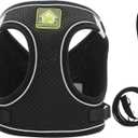 Dog Harness with Leash Set, No Pull Adjustable Reflective Step-in Puppy Harness with Thickened Padded Vest for Extra-Small/Small Medium Dogs (Black, Medium)