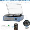 Vinyl Record Player with 2 Stereo Speakers Belt-Driven Vintage Turntables 3 Speed 3 Size Wireless Bluetooth Playback AUX-in RCA Out Headphone LP Vinyl Players Auto Stop Frosted Purple