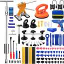 129pcs Dent Puller Kit, Paintless Dent Repair Kit for Dent Removal, Paintless Dent Removal Kit with T-Bar, Bridge Puller, Golden Lifter, Car Dent Puller Kit for Hail Damage Door Ding Fridge