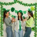 50FT St Patricks Day Decorations Garland Gold Horseshoe Green Hat Shamrock Tinsel Garland, Shiny Metallic Hanging Shamrock Decor Saint Patricks Day Decor for Home Indoor Outdoor Irish Party Supplies