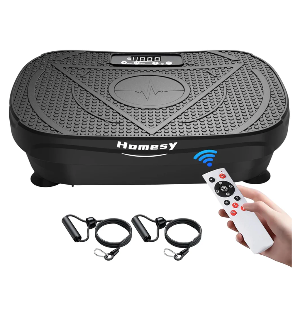 Homesy Vibration Plate Exercise Machine, Vibrating Plate for Lymphatic Drainage, Full Body Shake Platform Board for Home Fitness and Fat Burning, Sport Gym Equipment for Women Men
