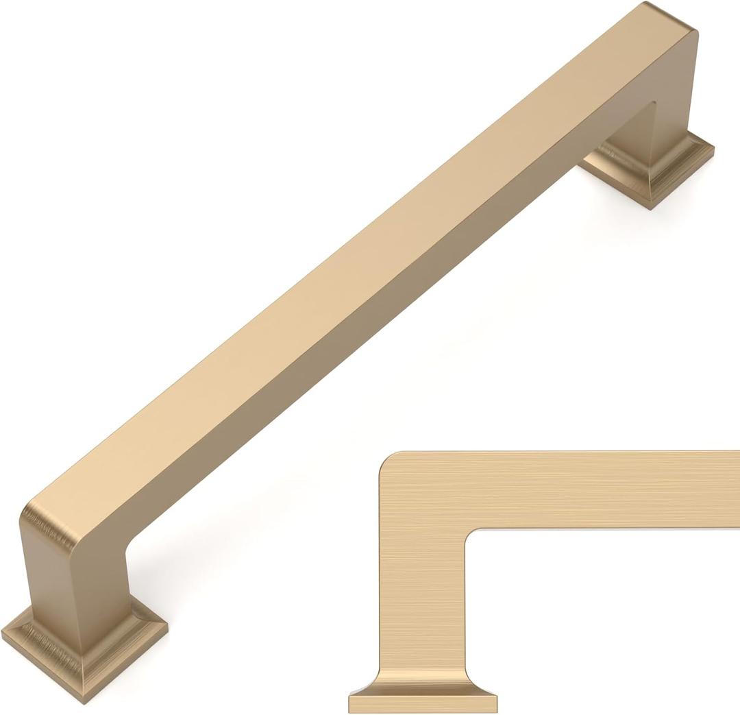 Amerdeco 10 Pack Champagne Bronze Cabinet Pulls 5 Inch(128MM) Hole Centers Kitchen Cabinet Handles Cabinet Hardware Kitchen Handles for Cabinets Cupboard Handles Drawer Pulls ZH0019