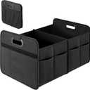 Simple Deluxe Car Trunk Organizer, 2 Compartments Collapsible Trunk Storage, Anti-slip Design, Made of Waterproof 600D Oxford Polyester, Suitable for SUV, Minivan, Truck, Standard Size, Black