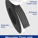 Magnetic Tape 3 Rolls 30Ft Flexible Magnet Strips with Strong Adhesive Backing (Each 10 Feet x 1/16" Thick x 1/2" Wide) Anisotropic Magnetic Roll