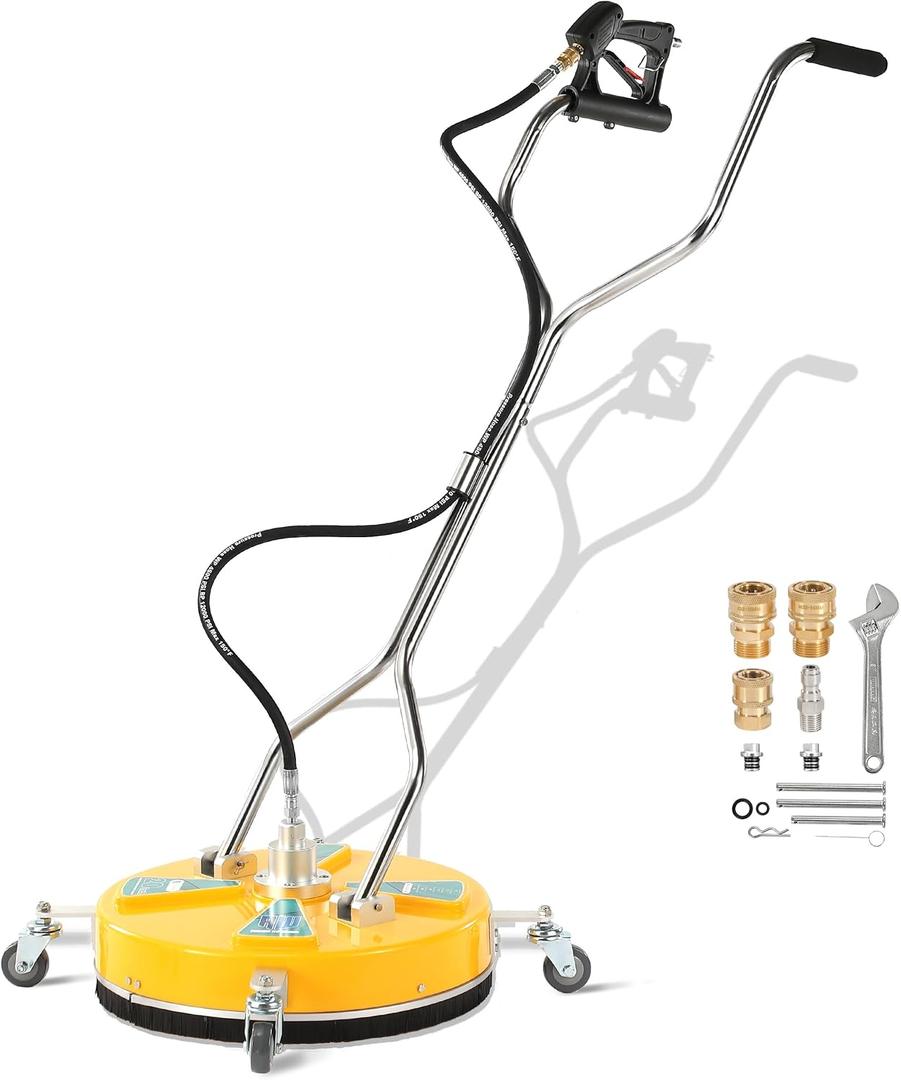 RIDGE WASHER 20'' Pressure Washer Surface Cleaner, Surface Cleaner Dual Handle, Power Washer Surface Cleaner with 4 Wheels for Cleaning Driveways, Sidewalks, Patios, Decks, 4500 PSI