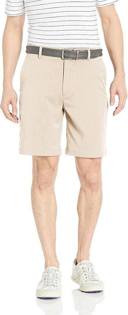 Amazon Essentials Men's Classic-Fit 9" Inseam Moisture-Wicking Stretch Golf Shorts with Active Waistband, Functional Pockets, Stone, 56W