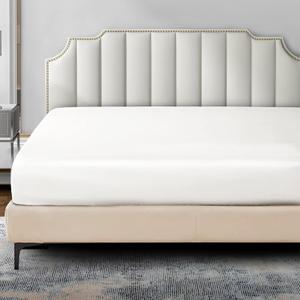 P Pothuiny Satin Fitted Sheet Queen Size, 1 Single Fitted Sheet Only, Extra Soft Deep Pocket Bottom Bed Sheets Mattress Cover Fits 12" to 16", Wrinkle Free, Fully Elasticized (Ivory White)