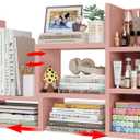 NUTIKAS Desk Shelves Desktop Organizer Shlef - Pink Office Organization for Top of Desk Organizers and Accessories Corner Bookshelf Table Top Shelving Small Hutch Decorations for Office