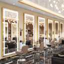 FENNIO Full Length Mirror with Lights, 80" x 36" LED Full Body Mirror, Wall Mounted Hanging Mirror with Lights for Bedroom, Salon, Dimmable & 3 Color Lighting, Tempered Glass (Gold)