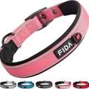 Fida Heavy Duty Dog Collar, Ultra Comfortable Soft Neoprene Padded, Adjustable Reflective Nylon Pet Collar with Durable Metal Belt Buckle for Small Breeds (S, Pink) (Small(11-14.5))