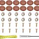 Set of 12 Brown Leather Snap Upholstery Buttons Fit for Tufting Furniture Bed Sofa Chair, Car Seat RV Roof Headliner Interior Cloth Fixing with Installation Tool