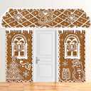 3 Pcs Christmas Gingerbread House Decorations Gingerbread Door Covers Backdrop Christmas Door Banners for Xmas Holiday Party Photography Photo Background Decor(Snowflakes Style)