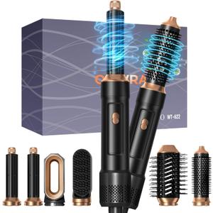 Hair Dryer Brush, 6 in 1 Auto Air Curling Iron Set 3 Temperature 1000W Powerful Negative Ionic Hair Dryer Brush Set with Thermal Brush