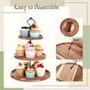 Havawish 7 Pcs Wood Dessert Table Display Set, 3 Tier Wooden Cupcake Stand Round Cake Stand Rectangular Serving Tray Platter for Display Tea Party Wedding Farmhouse(Natural Color)