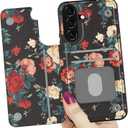 LETO for Samsung Galaxy A15 5G Wallet Case - Flip Folio Leather Kickstand - Credit Card Holder - Fashionable Flower Designs - Protective Phone Cover for Women and Girls - 6.5" - Pink Red Roses