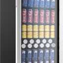 EUHOMY Beverage Refrigerator Cooler, 130 Can Mini Fridge with Glass Door for Soda Beer or Wine, Beverage Cooler for Home, Office, Bar with Adjustable Removable Shelves, Silver (3.2 CUFT)