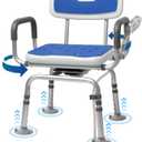 360 Swivel Shower Chair for Inside Shower, Rotating Shower Chair, Swiveling Shower Chair for Elderly and Disabled with Cold-Proof Pads, Support 400lbs,Tools-Free Assemble