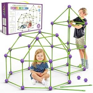 Glow In The Dark Fort Building Kit for Kids,STEM Construction Toys, Educational Gift for 4 5 6 7 8 9 10 11 12 Years Old Boys and Girls,Ultimate Creative Set for Indoor & Outdoors Activity,140 Pcs