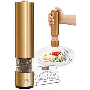 Epar Salt or Pepper Grinder Mill Electric  Battery Operated Stainless Steel Mill with LED Light, Adjustable Ceramic Core, and One-Hand Push Button for Effortless Seasoning and Cooking