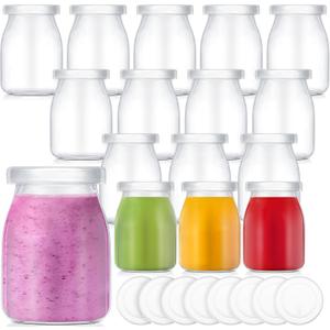 Zubebe 12 Pack 5 oz Glass Jars with 24 Lids - Festive & Reusable Small Bottles for Holiday Party Favors, DIY Snow Globes, Puddings, and More