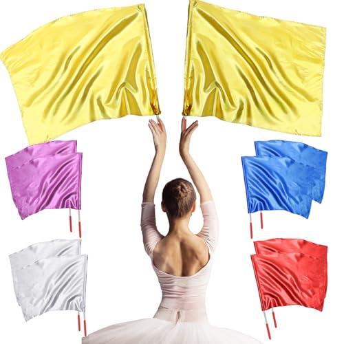Mindsoft 2 Pcs 21.6" x 26.8" Praise Dance Worship Flags with Scalable Rod Rectangle Angel Wing Flag Church Banderas de Danza Praise Church Flags for Worship Dance Team Outdoor Practice Performance, Yellow