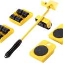2026 New Furniture Lift Tool Set, Upgrade Furniture Movers Sliders Furniture Lifter Tool,Furniture Movers with Adjustable Height Lifting Tool Lever & 4 Wheels, Mover Dolly Sliders Tool (Yellow)