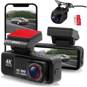 Dash Cam,4K+2K HD Dash Cam Front and Rear, 3.2 IPS Screen Dashcam,Built-in ADAS BSD WiFi GPS Dash Camera for Cars,App Control, 170Wide Angle,24H Parking Mode, Night Vision, Loop Recording,G-Sensor