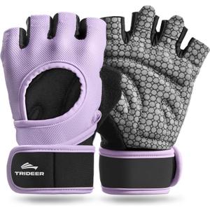 Trideer Weight Lifting Gloves for Women Men with Wrist Support, Workout Gloves Women Full Palm Protection for Gym Training, Fitness, Weightlifting & Pull Ups (Medium, Purple)