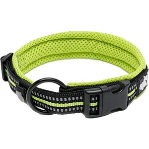 Truelove Dog Collar Reflective Premium Duraflex Buckle,High Grade Nylon Webbing No Choke Basic Collars TLC5011(Neon Yellow,S)