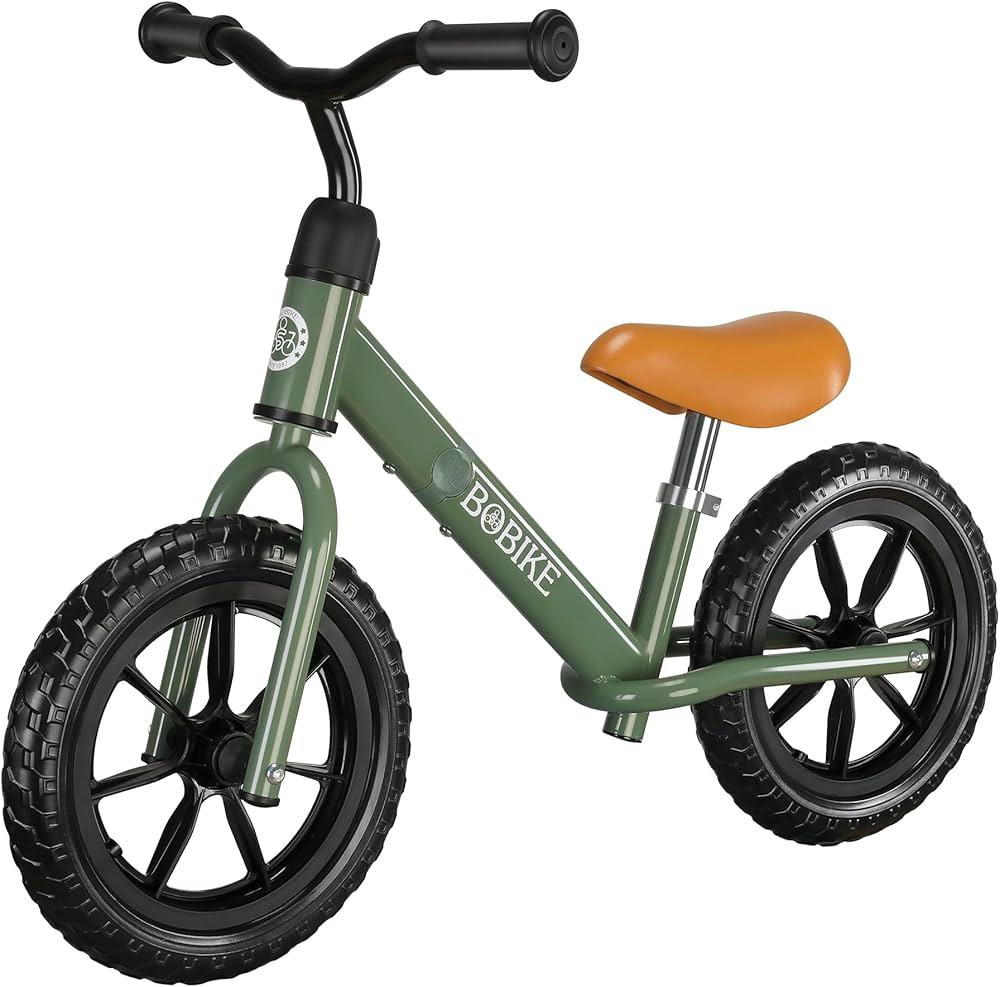 Bobike Toddler Balance Bike Toys for 2 to 5 Year Old Girls Boys Adjustable Seat and Handlebar NoPedal Training Bike Best Gifts for Kids (Green)