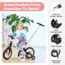 JMMD 6 in 1 Toddler Bike with Push Handle for Kids 18-60 Months, 12" Foldable Balance Bike with Training Wheels, Pedals, Brakes, Kickstand, Push Tricycle Toddler Gift & Toys for Boy & Girl