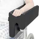 AOSSA Wheelchair Armrest Pad with Lateral Support, U-Shaped Arm Trough Cushion & Positioning Wedge Pillow for Stroke Patients, Waterproof PU Leather Elbow Rest Bolster Attachment for Elderly (Black)