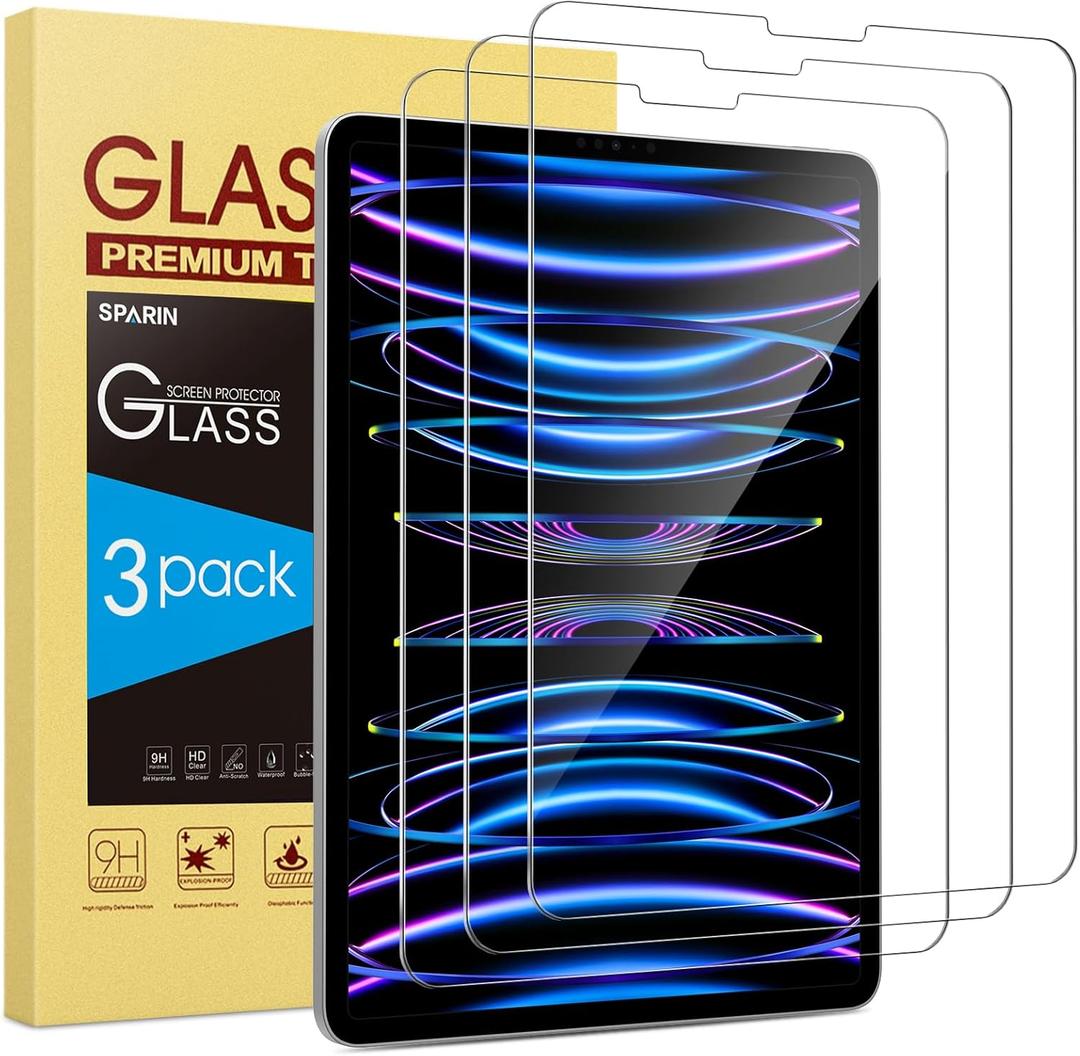 SPARIN 3 Pack Screen Protector for iPad Air 5th 4th Generation 10.9 inch (Air 5/4) 2022/2020, iPad Pro 11 inch (2022/2021/2020/2018), Tempered Glass, Case Friendly, Anti-Scratch