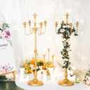 Gold Candelabra for Wedding Event Decor, 50'' Tall Floor Candle Holders, 2 Pcs Metal 5 Arm Centerpiece Decorations for 5 Candlesticks Party Wedding Aisle Home Decor