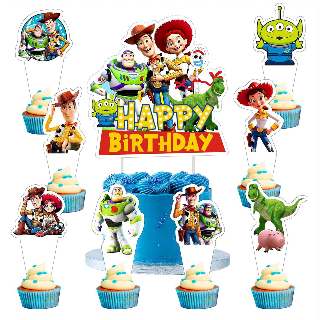 25Pcs Cartoon For Toy Inspired Story Cupcake Toppers,Inspired Cupcake Picks School Wizard Theme Birthday Party Cake Decorations Supplies.