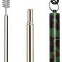 Reusable Collapsible Straw with Case & Brush Retractable Stainless Steel Metal Drinking Straws (Camouflage)