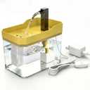 Cute Small Cat Water Fountain 1.5L,Transparent Detachable Tank,Quiet Pump & LED Light,Easy Clean Portable Pet Water Dispenser for Car Indoor Travel,Mini Dog Cat Drinking Fountain Gifts,Yellow