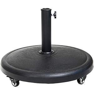 C-Hopetree 44 lb Heavy Duty Round Base Stand with Rolling Wheels for Outdoor Patio Market Table Umbrella, Black