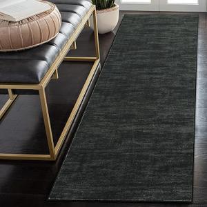 RUGSREAL Solid Kitchen Runner Rug, 2x8, Black, Contemporary, Machine Washable, Modern: Black