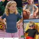4 Pack Girls Soft Shirts | Short Sleeve, Ribbed, Slim Fit Tops, Crewneck, Cute, Casual, Basic Tee Shirts, Summer, Stretchy, Daily School Wear
