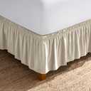 Bare Home Wrap Around Bed Skirt - for Queen Size Beds with 15 inch Tailored Drop - Easy Fit Elastic Strap - Adjustable and Ruffled Style - Wrinkle, Fade, and Stain Free (Queen, Sand)