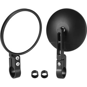 Motorcycle Rear View Mirror, Universal 4 Inch Round CNC Aluminum Bar End Side Mirror for 22mm or 25.4mm Handlebar Diameter Compatible with Most Motorcycle, Bike, Scooters, ATV, UTV