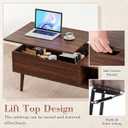 OLIXIS Coffee Table with Storage for Home Living Room Office, Dark Brown, 39 In