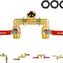 Hose Splitter 2 Way Heavy Duty Brass Garden Hose Splitter with 360 Rotatable, 304 Stainless Steel Long Handle Outdoor Full Flow Hose Splitter Connector, 3/4" GHT Thread