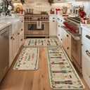 Artoid Mode Watercolor Nutcrackers Merry Christmas Decorative Kitchen Mats Set of 3, Home Party Low-Profile Kitchen Rugs - 24"x35"+24"x59"+24"x72" (Beige)