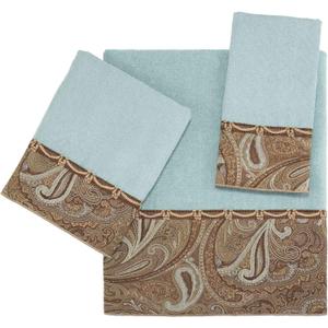 Avanti Linens - 3pc Towel Set, Soft & Absorbent Cotton Towels (Bradford Collection, Mineral) 
