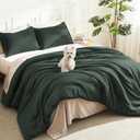 Litanika Forest Green Oversized King Comforter Set Super King Plus Size, 3 Pieces Lightweight Solid Bedding Comforter Set, All Season Fluffy Bed Set (128x120In Comforter & 2 Pillowcases)