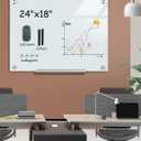 Mifuro Magnetic Glass Whiteboard24"x18" Wall Mounted Frameless Dry Erase Board for Office, Home & School White