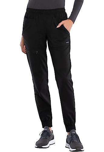 Cherokee Women's Plus Size Mid Rise Tapered Leg Jogger Scrubs Pant, Black 2XL