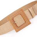 3 Pack Rrwin Rattan Straw Raffia Summer Belts for Women 2025 Elastic Stretch Woven Waist Wide Band, 3 Different Styles 